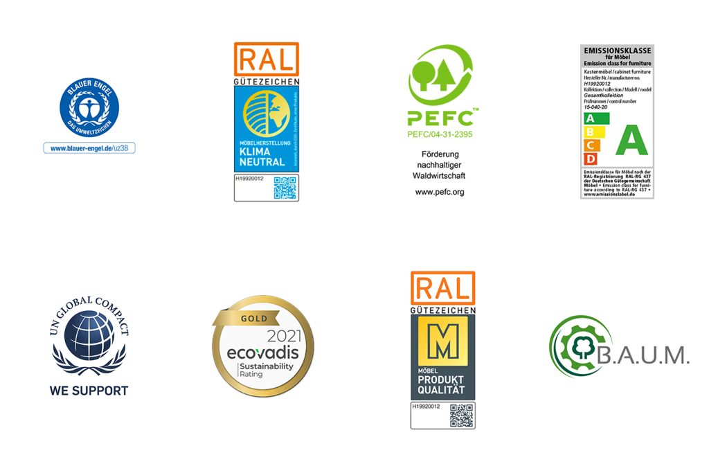 Logos, die nachhaltig wirken - mit diesen Nachhaltigkeitszertifikaten wurde burgbad bereits ausgezeichnet